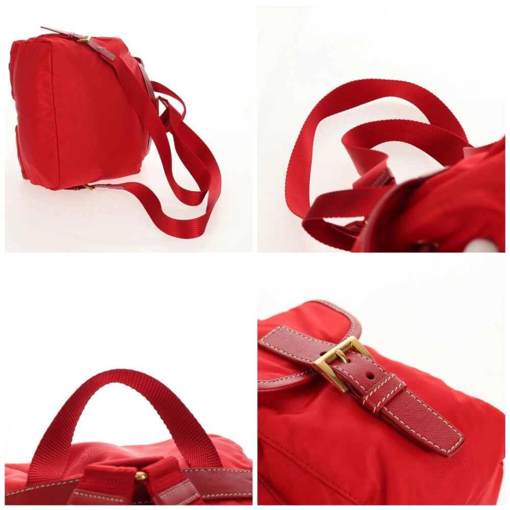 PRADA Backpack Nylon Red Gold Auth 158701V - Picture 16 of 16